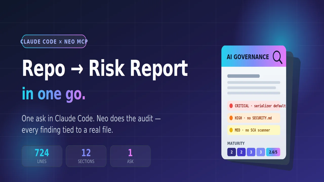We Asked Claude Code to Audit a Repo for AI Governance Risk — and It Used Neo MCP to Do It in One Go
