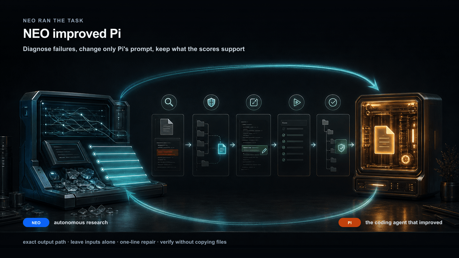 NEO ran the research loop and improved the Pi coding agent
